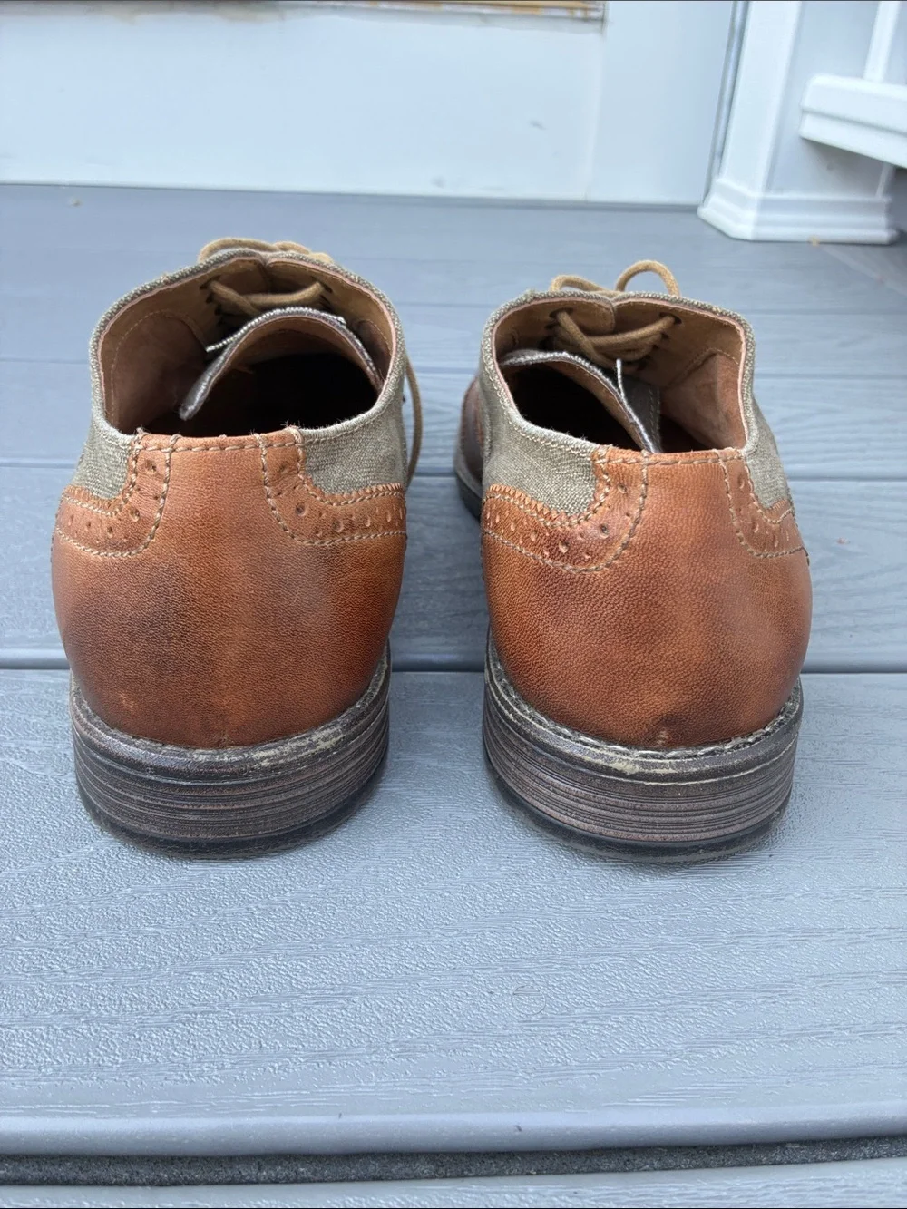 Steve Madden Camrin Wingtip Oxford Shoes Leather Canvas Upper Brown Size 10